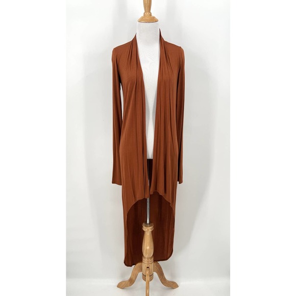 RILLER & FOUNT High Low Cardigan Womens Small Rust Brown Open Long Sleeve - Picture 3 of 12